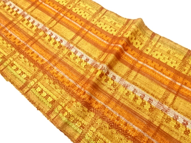 JAPANESE KIMONO / UNUSED NAGOYA OBI / SILK / HAND WOVEN / MAWATA TSUMUGI / STRIPE